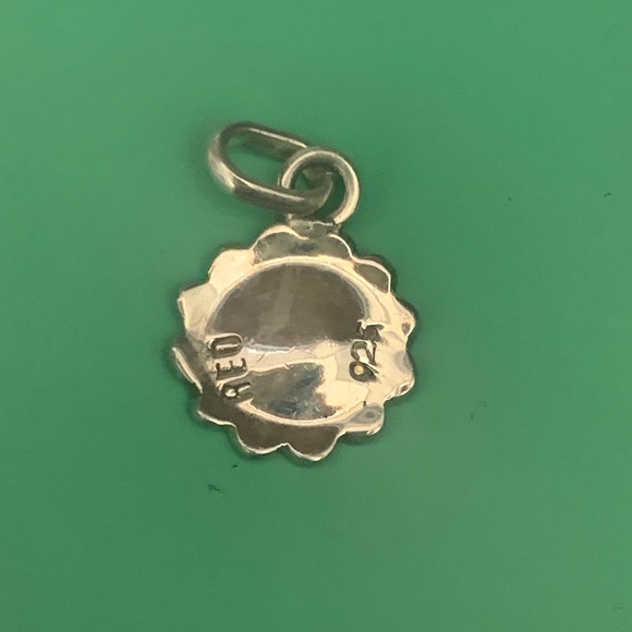 .925 Daisy Yellow Burnt Orange Sterling Silver Jewelry Charm #vintage #garden - Picture 3 of 3